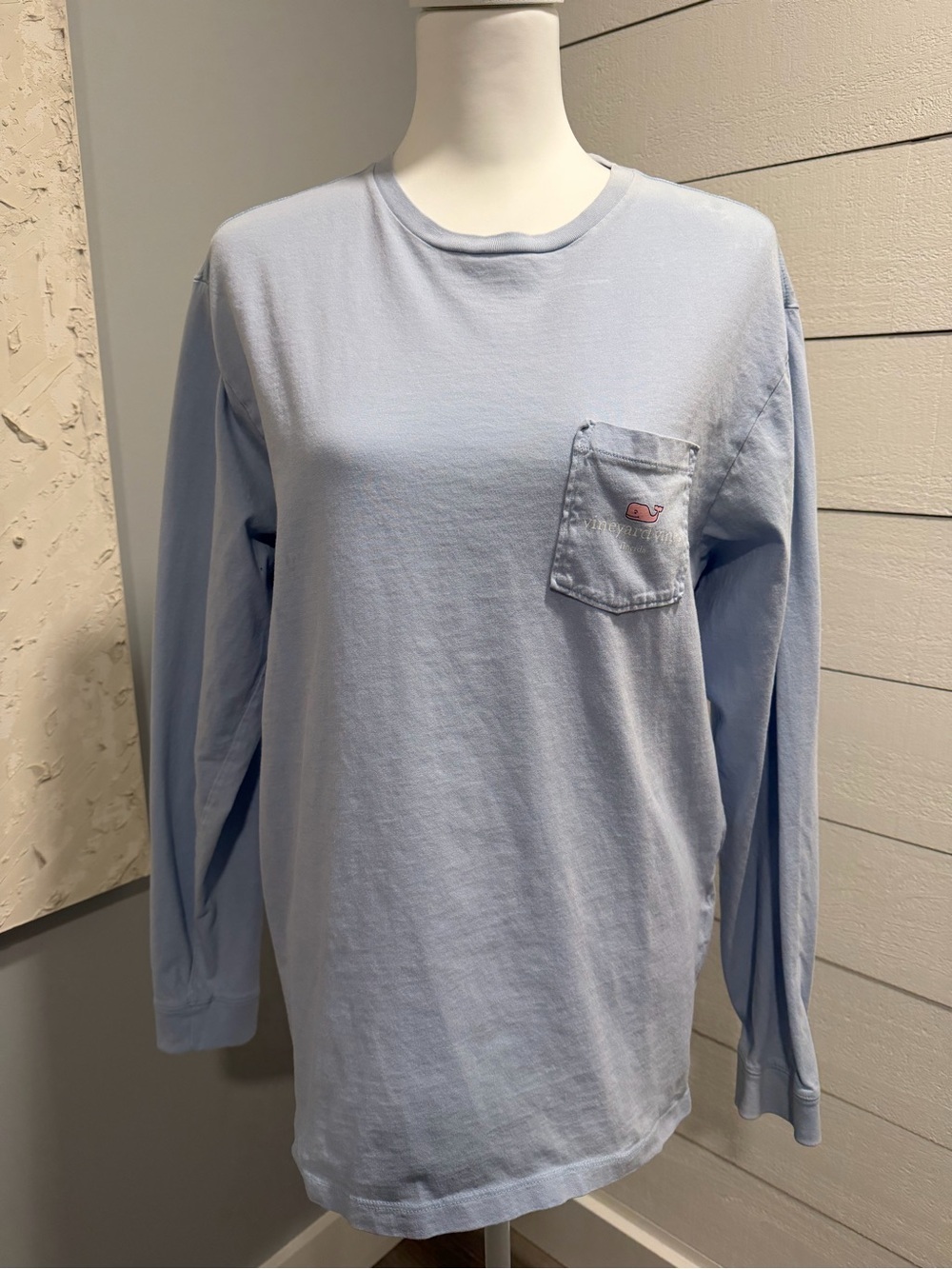 Vineyard Vines Pale Blue Long Sleeve Pocket Tee